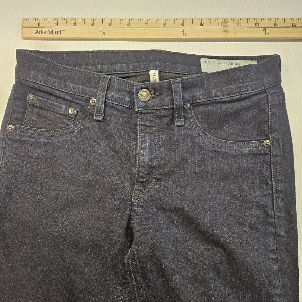 Rag & Bone Elephant Bell Flare Jeans Womens 27 Dark Blue Indigo Overdye Stretch - Picture 4 of 10